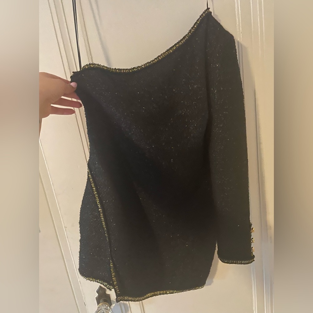 Zara black and gold one shoulder dress XL new tags